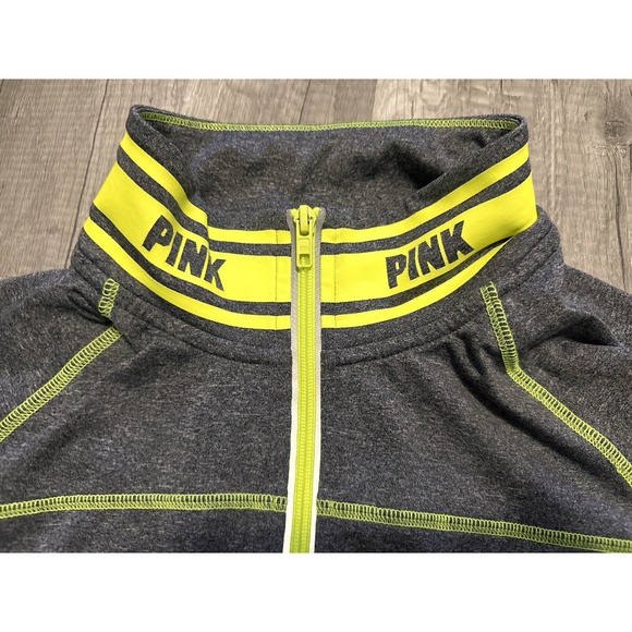 Victoria's Secret Ultimate Womens Medium Gray 1/4 Zip Sweatshirt Back Zip Pocket - Picture 8 of 16